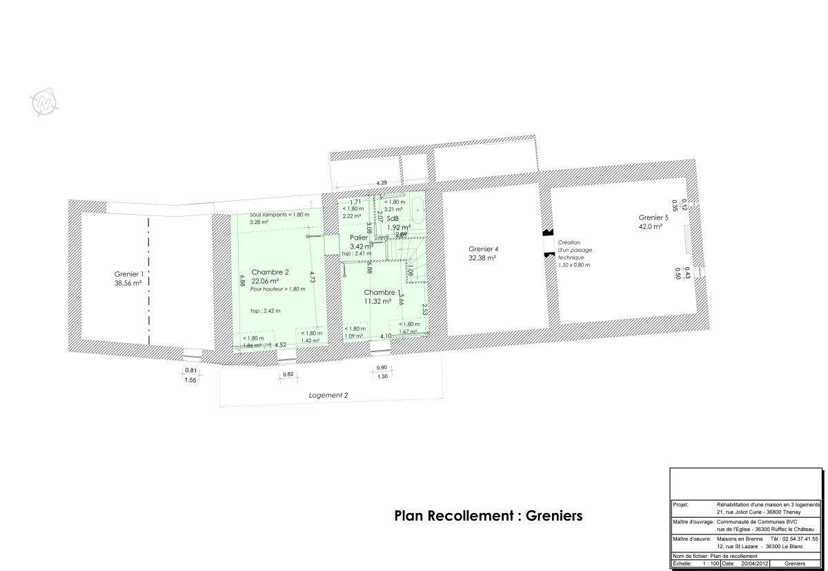 Figure 19 : Plan des greniers (étage du logement 2)
