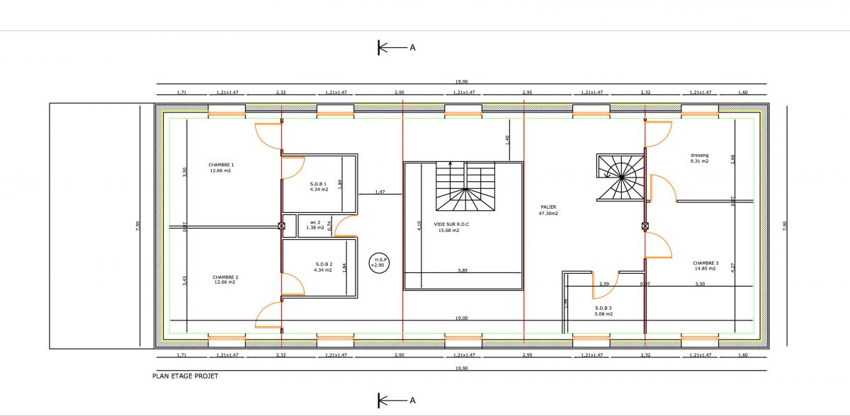 Figure 12 : Plan de l’étage (source : Guillaume Algrave)