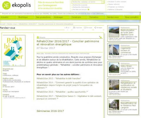 Enregistrement du cycle de conférence " Réhabi(li)ter 2016/2017 - Concilier patrimoine et rénovation énergétique "