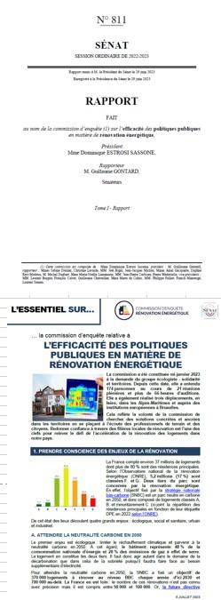 Rapport Sénat efficacité rénovation
