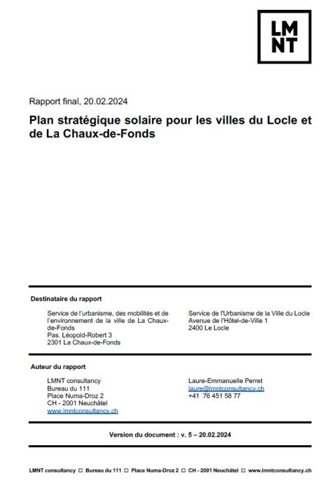 Plan stratégique solaire pour les villes du Locle et de La Chaux-de-Fonds